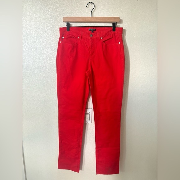 Eileen Fisher Fire Red organic Cotton straight leg jean size 8 - Picture 2 of 5